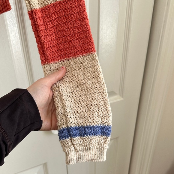 Free People Beach Love Me Long-Sleeve Fauxchet Striped Sweater Top Size Small - Picture 6 of 11